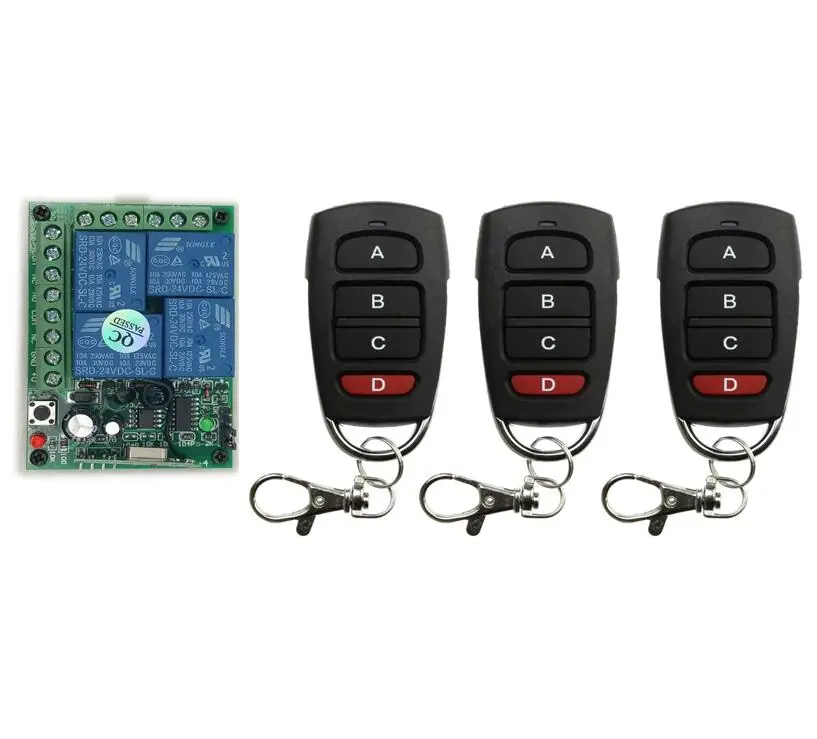 RF DC24V 4CH RF 10A реле беспроводной пульт дистанционного управления освещение датчик переключателя приемник 433 МГц/315 МГц радио