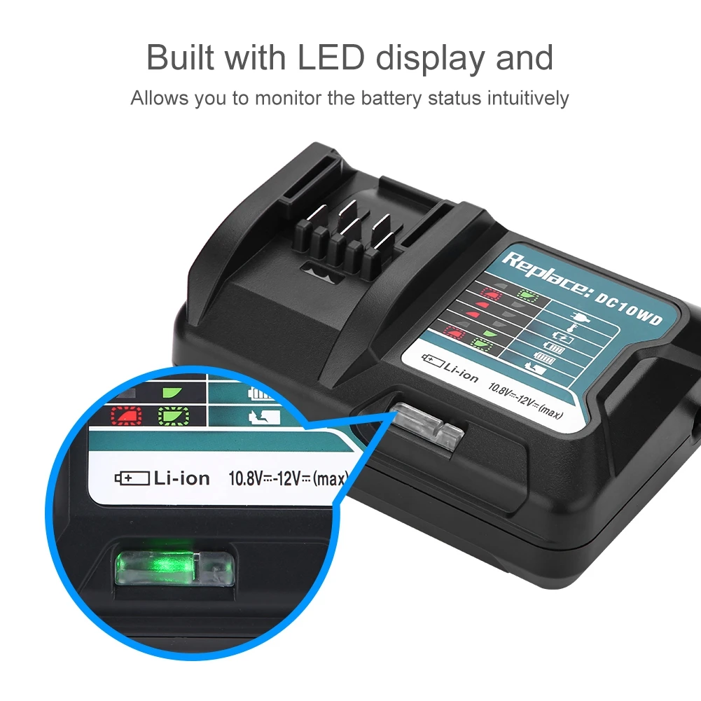 Быстрое зарядное устройство для литиевых батарей Makita DC10WD / DC10SB DC10WC BL1015 BL1016