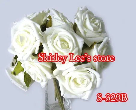 Wholesale--72 BUNCHES=432 Fabulous (6CM) BIG FOAM ROSE  BUNCH  IN IVORY