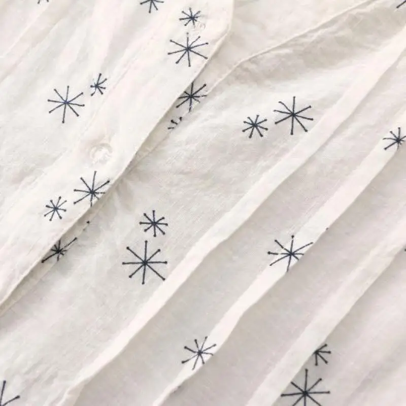 2017 летняя оригинальная вышивка с пышными рукавами коротким рукавом хлопковая