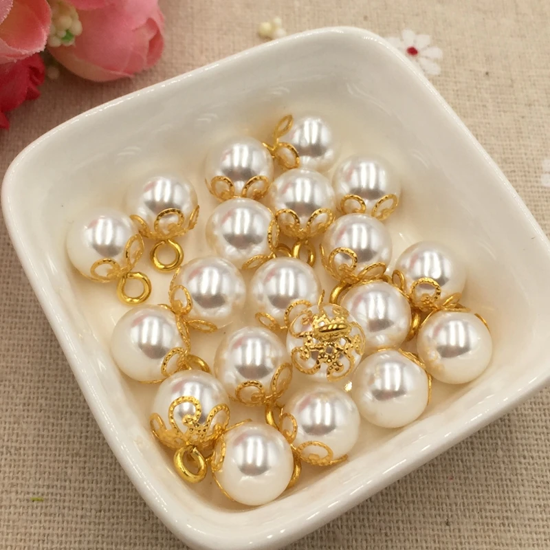Высококачественные жемчужные пуговицы 10 мм золотой сплав жемчужный свитер