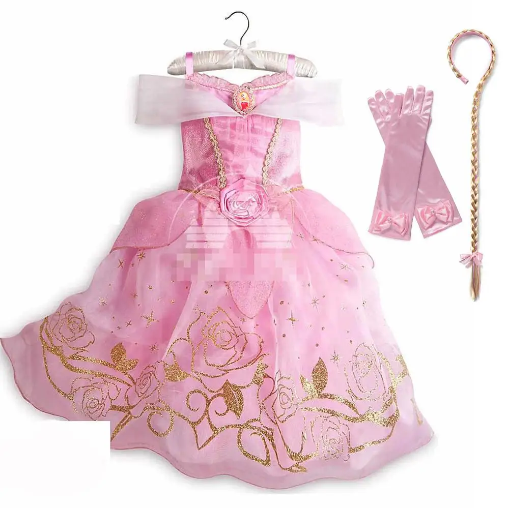 Belle Dress Set-2 PaMaBa/нарядное платье принцессы Авроры для девочек; платья Золушки на день рождения; Детская летняя одежда; детские маскарадные костюмы на Хэллоуин - Цвет: Belle Dress Set-2