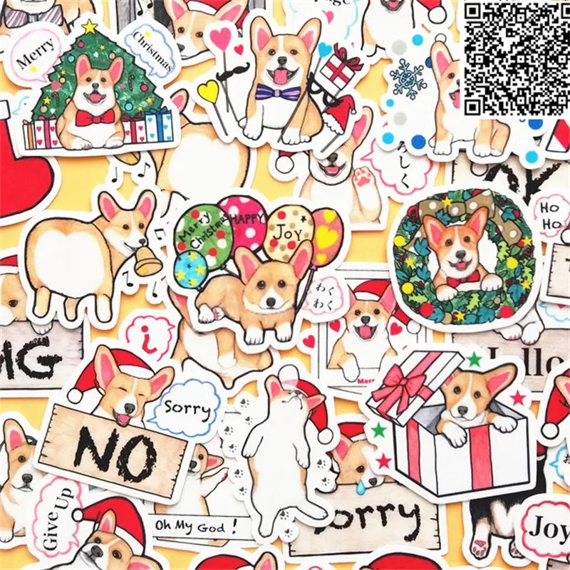 

40 PcsCorgi Christmas Sticker For Luggage Skateboard Phone Laptop Moto Bicycle Wall Guitar/Eason Stickers/DIY Scrapbooking