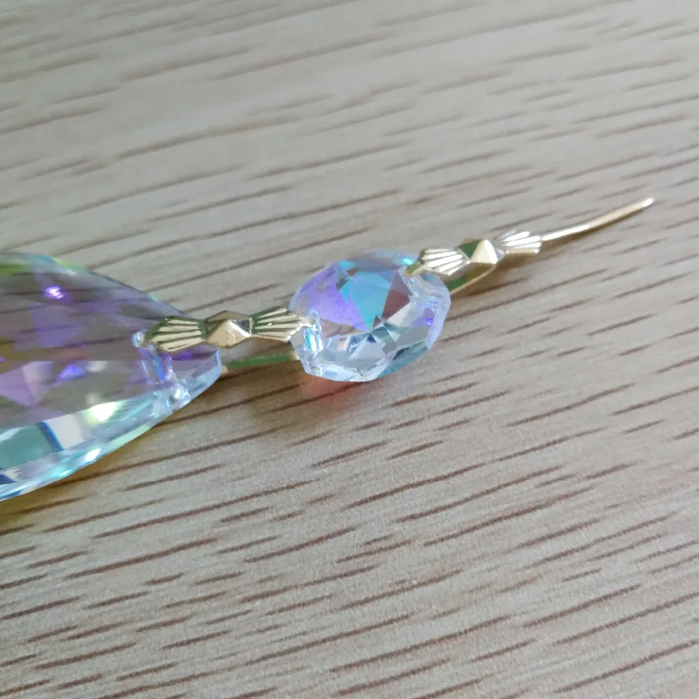 20 шт./лот блеск de cristal 50 мм Teardrop Crystal AB Украшения кристаллы люстра Запчасти Освещение кулон с золотыми Bowties
