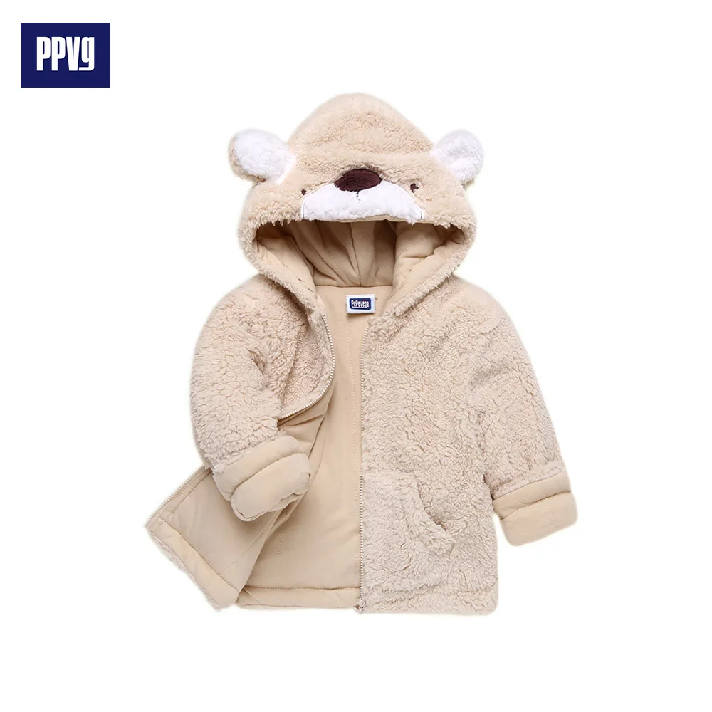 Ppvg Прекрасные Медведь капюшоном Zip-Up Fleece Пальто и пуховики для малышей | Детская