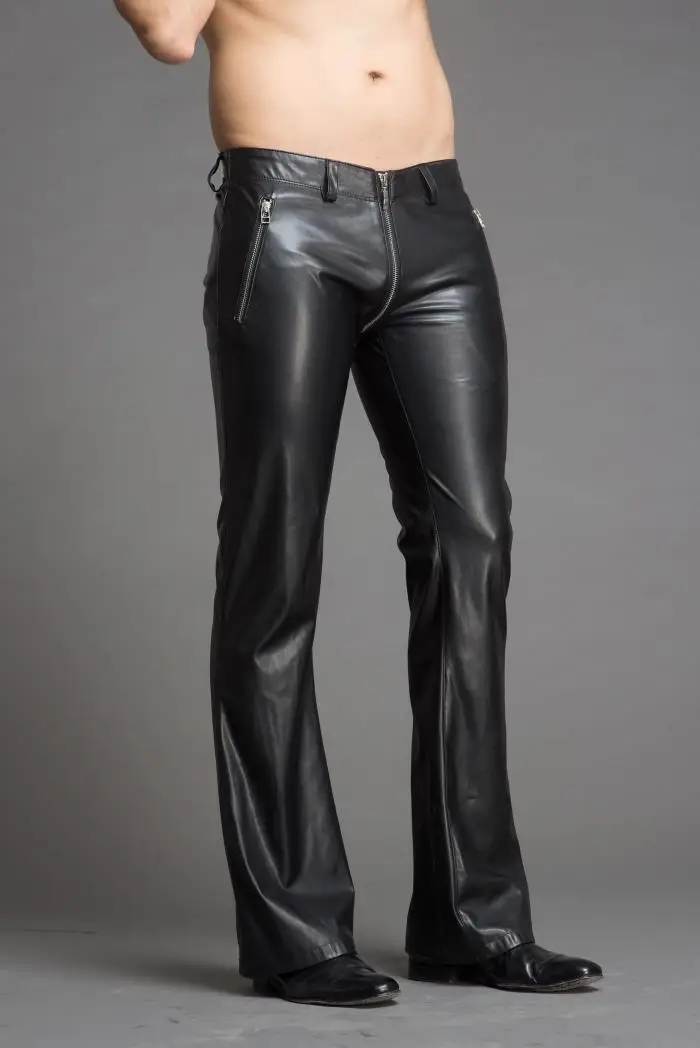 29-39 ! Men's New Clothing Slim Fashion Personality Horn Leather Pants Plus Size Leather Trousers Singer Stage Costumes