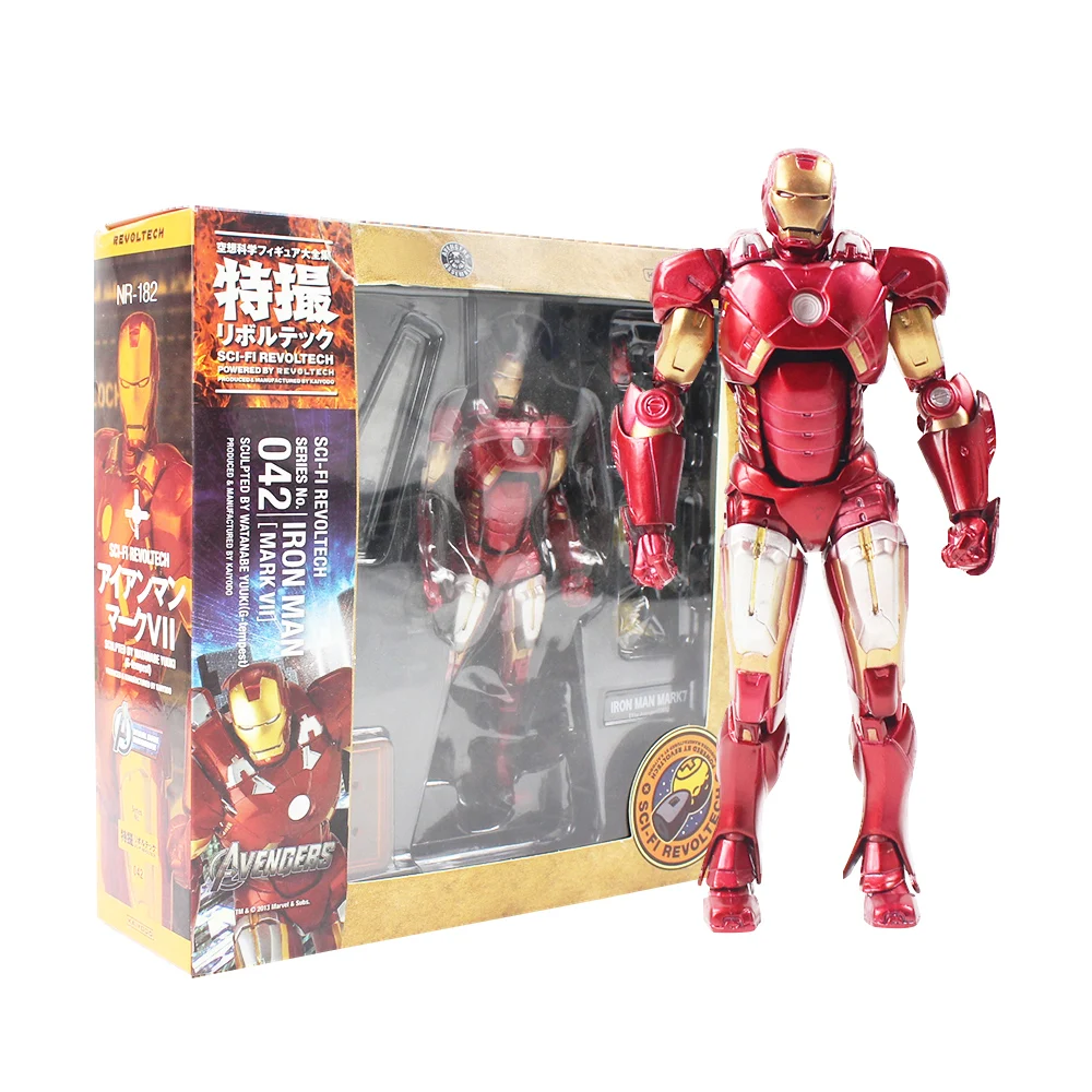Тинейджеров Revoltech 042 Железный человек фигурку Mark VII МК 7 модель Мстителей игрушка