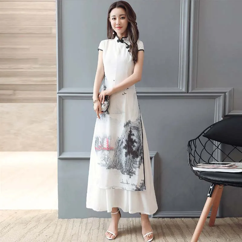 Летнее женское вечернее платье cheongsam qipao китайское Восточное улучшенное с