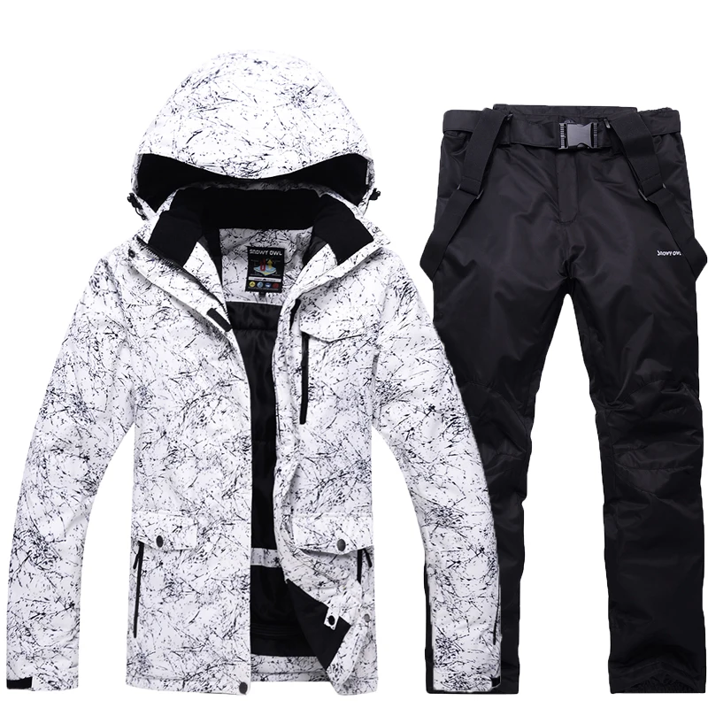 Super Warm White Ski Suit Sets Jacket Waterproof Windproof Breathable Climbing Mountain Winter Outdoor Snowboarding Clothes