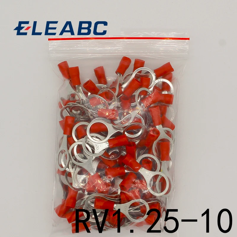 RV1.25 10 Красный 22 16 AWG 0 5 1.5mm2 изолированный Кольцевой зажим разъем провода