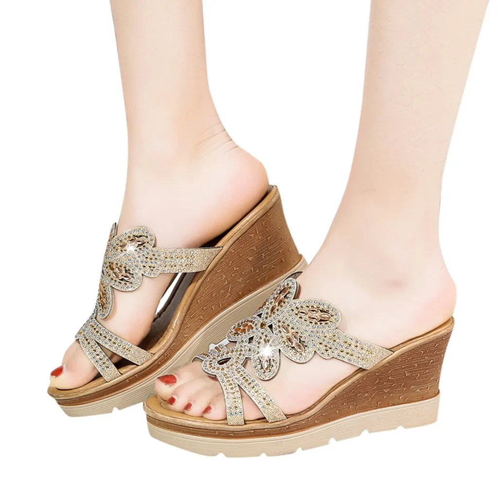 SAGACE/женские шлепанцы Летняя женская обувь с украшением в виде кристаллов
