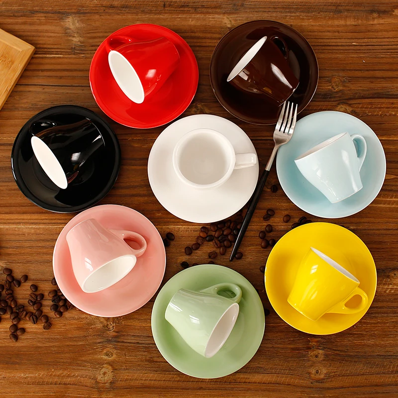 280 мл красочные Толстые тела тюльпан керамическая латте чашка и блюдце для WLAC