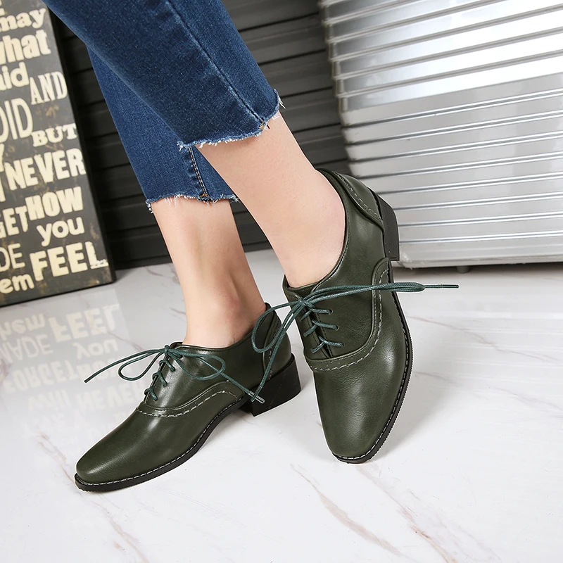 XIUNINGYAN/женские туфли оксфорды на плоской подошве с квадратным носком шнурках