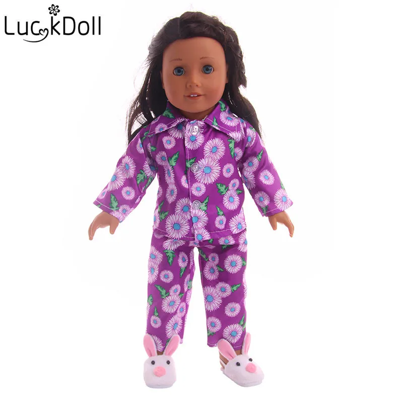 LUCKDOLL кукольная Пижама с цветочным принтом для 18 дюймовых американских кукол или