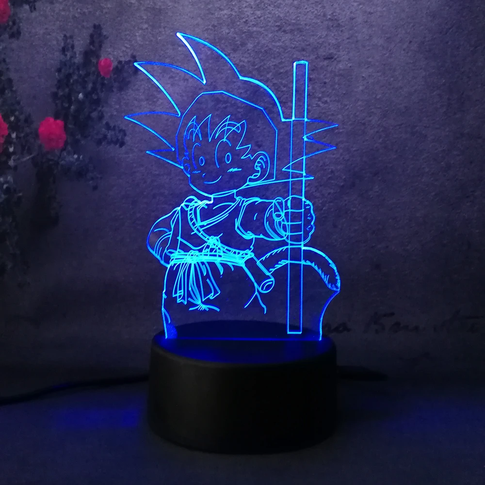 Новый lampara Dragon Ball Супер Saiyan God Son Goku LED 3D 7 цветов настольная лампа ночник домашний