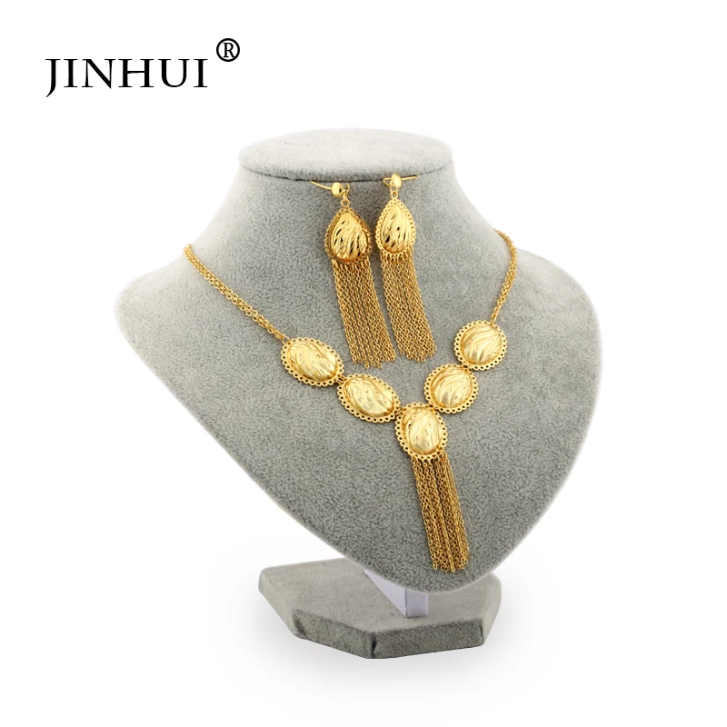 Jin Hui африканские Модные Ювелирные наборы золотого цвета женские подарки на