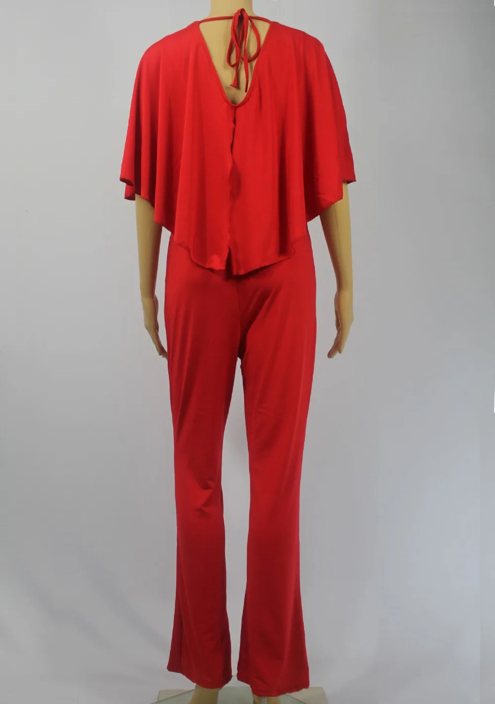 Женский комбинезон красный с открытой спинкой на завязках длинный|women jumpsuit|designer