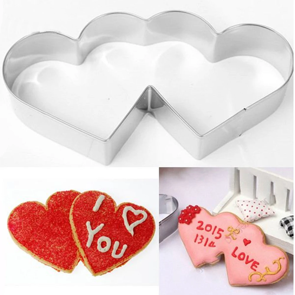 Сладкий двойное сердце любовь формочка для печенья cookie DIY инструменты из нержавеющей стали Модель Новое поступление мода