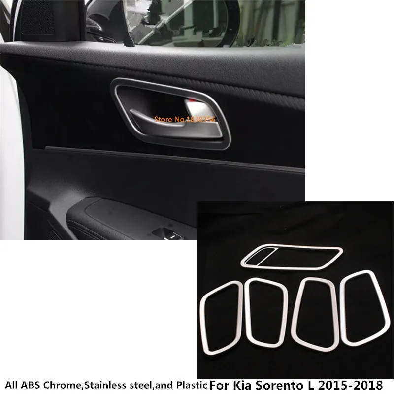 

Hot Sale Car Styling Cover Stick Trim ABS Chrome Door Inner Handle Bowl Frame Lamp 4pcs For Kia Sorento L 2015 2016 2017 2018
