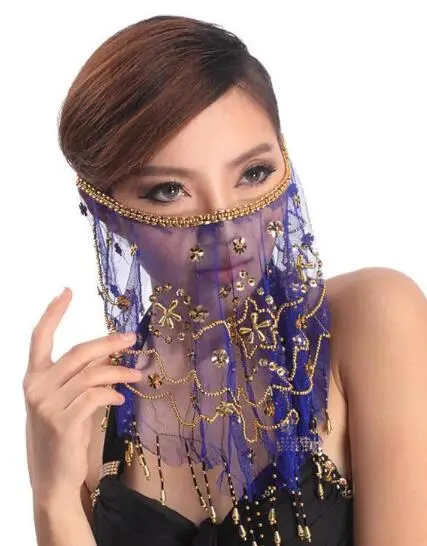 royal blue Высокое качество, дешевые женские индийские вуали для танца живота, для лица, племенные вуали для танца живота, распродажа, 12 цветов - Цвет: royal blue