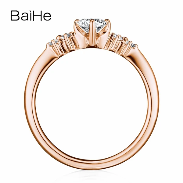 BAIHE Solid 18 K Белое Золото 0.20CT Сертифицированный FG/SI круглый натуральный бриллиант свадебные женские модные ювелирные изделия Подарочное кольцо