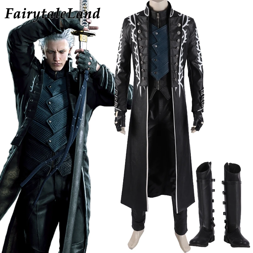 Костюм Вергилия Горячая игра DMC5 наряд косплей злой костюм Dante's Brother Vergil кожаный