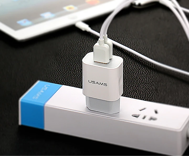 USAMS USB зарядное устройство 5 В/2,4 А зарядное устройство для мобильного телефона для iPhone samsung 2 порта EU/UK вилка настенное зарядное устройство для iOS/Android телефон зарядное устройство s