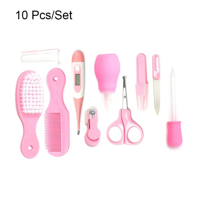 Pink 10pcs 7 шт./компл. Профессиональная Детская медицинская расческа гребешок для ногтей Эмери расческа для волос инструмент для ухода за ребенком маникюрный набор для новорожденных обеспечение безопасности - Цвет: Pink 10pcs