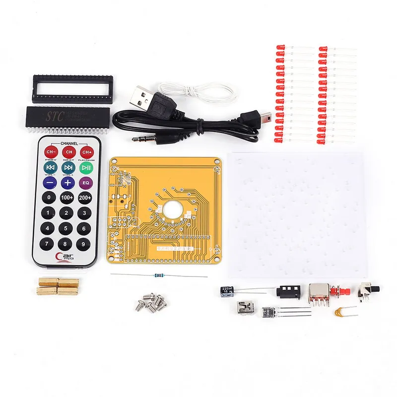 LED Cubic Ball DIY Kit Red Light Cube Electronic Remote Control Rhythm lamp Soldering Kits Brain-Training | Электронные