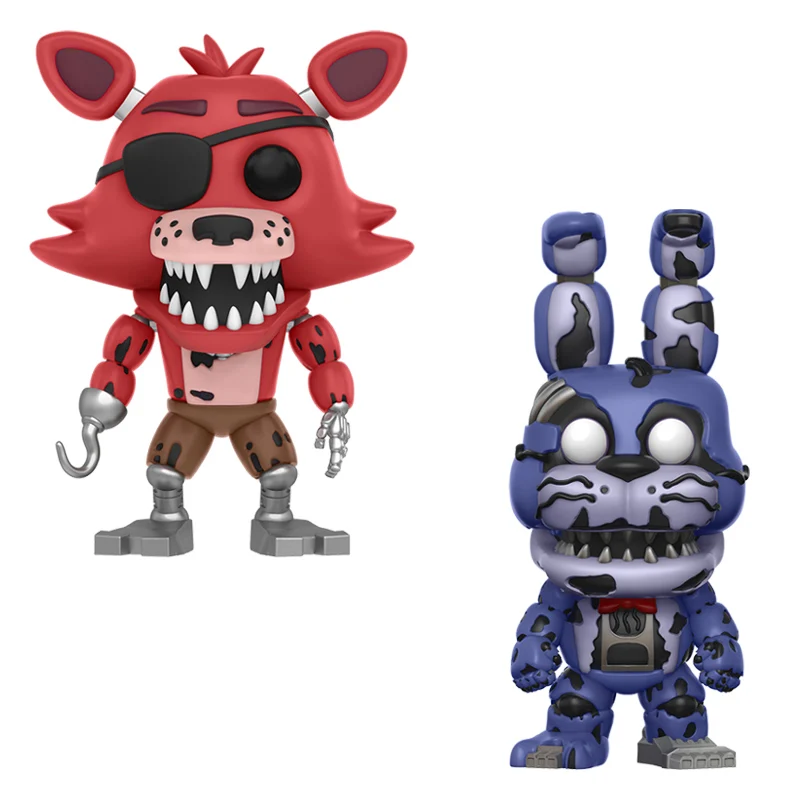 2PCS 2 шт./компл. Five Nights At Freddy's» «пять ночей у Фредди» Игрушки FNAF ПВХ фигурки Куклы Бонни и Чика Фокси» из мультфильма для мальчика, с принтом Фредди 5 Fazbear кукол с принтом "Кошмар медведь - Цвет: 2PCS