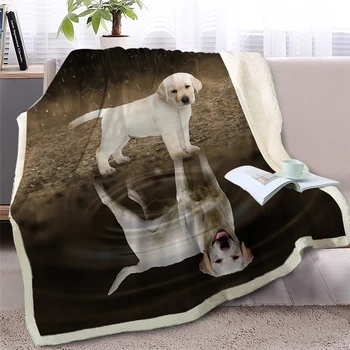 BlessLiving Pug Sherpa Blanket on Beds Animal Throw Blanket for Kids Dog Reflection Bedspread 3D French Bulldog Puppy Sofa Cover 3