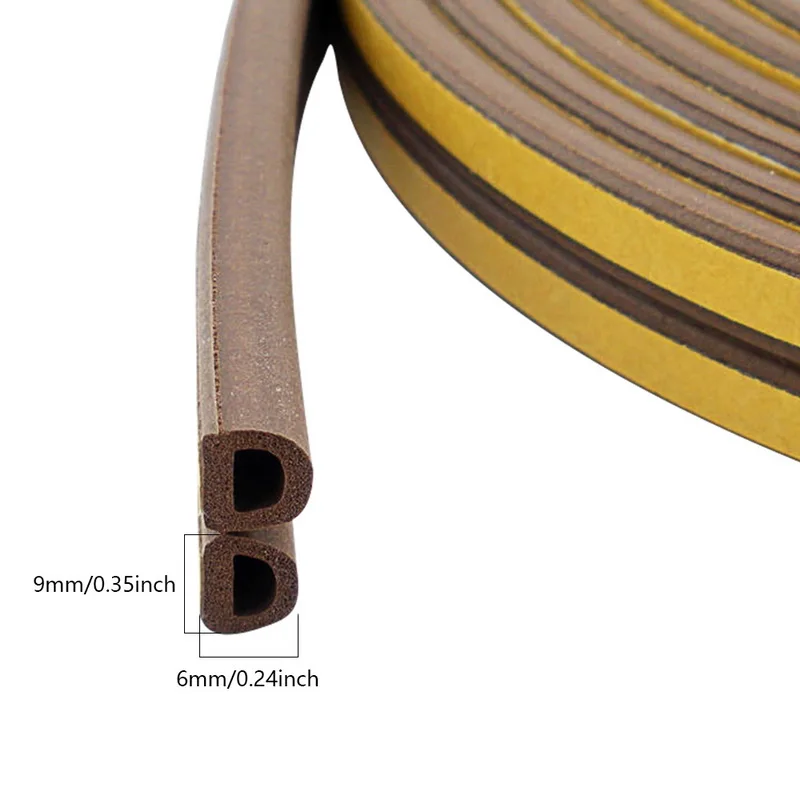 5M D Type Sealing Strip Noise Insulation Weather Strip Self Adhesive Foam Draught Excluder Window Wall Seal Strip Hardware Tools