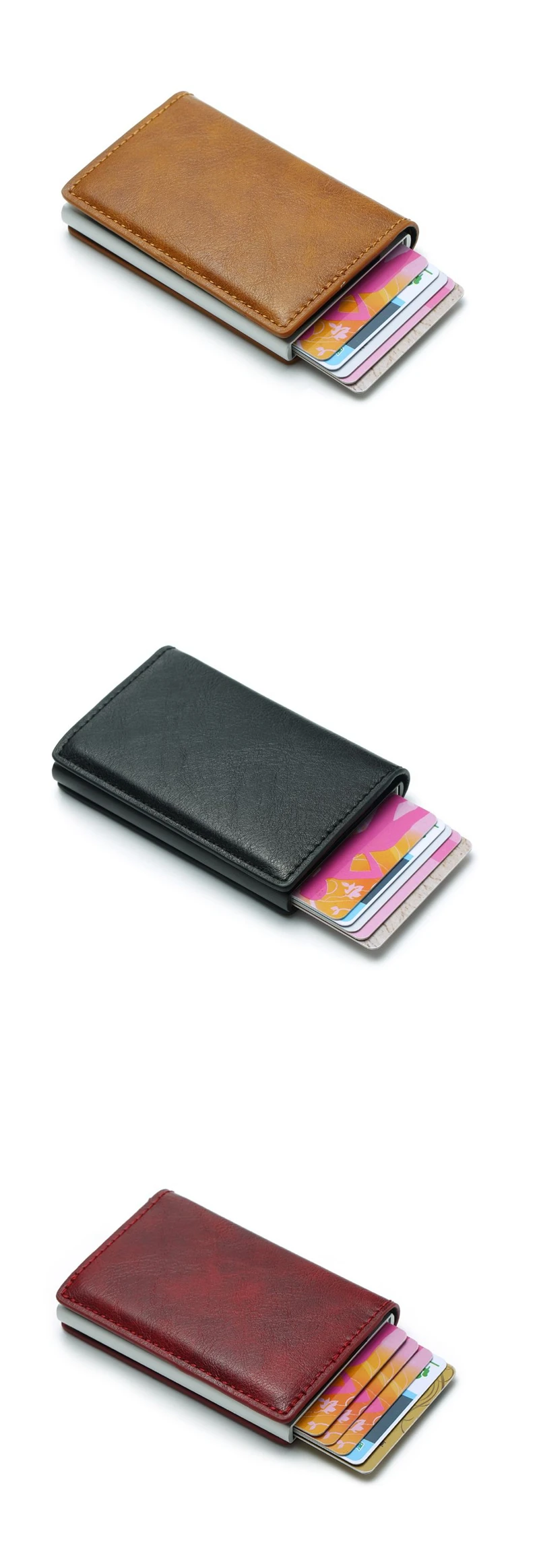 Мужской держатель для Карт RFID алюминиевый сплав кредитный держатель для карт НОВЕЙШИЙ МЕТАЛЛИЧЕСКИЙ кожаный бумажник Противоугонный мужской автоматический Чехол для карт