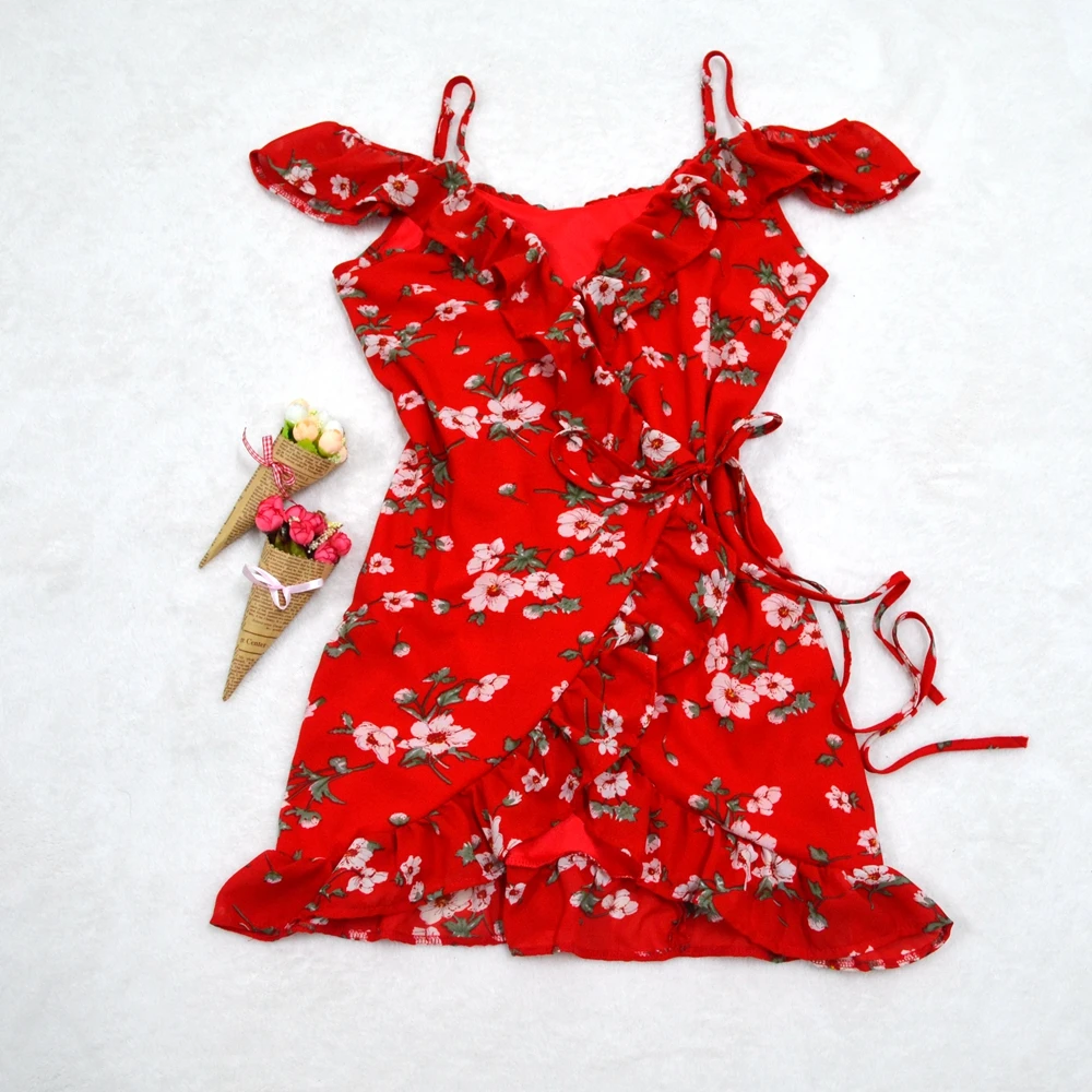 Florals платье 2018 Для женщин без рукавов отпуск сексуальное V шеи Спагетти ремень