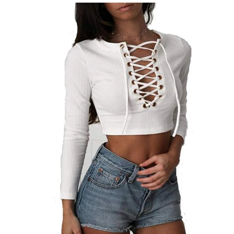 Новые женские сексуальные топы с v образным вырезом и длинными рукавами рюшами