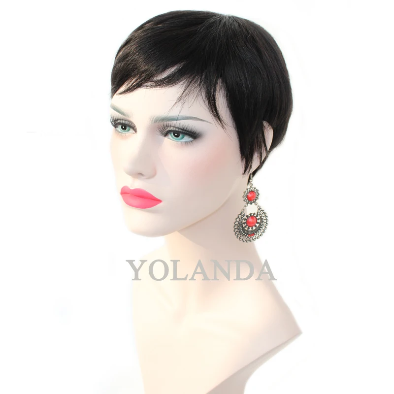2017 New Short Pixie Cut Human Natural Hair Wig Rihanna Full Lace Front Bob Wigs For Black Women Celebrity Hot Sale |