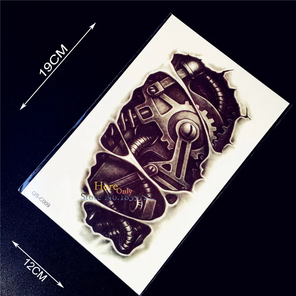 

1PC New Design 3D Metal Robot Arm Waterproof Temporary Tattoo Stickers Men HC09 Body Arm Sleeve Tattoo Removable Transfer Tatoo