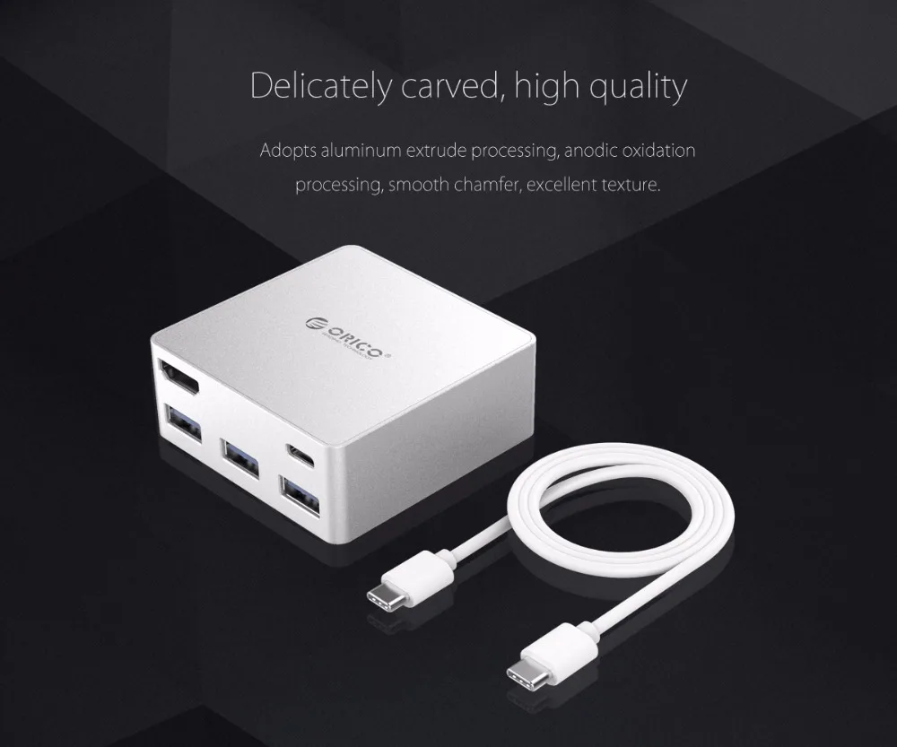 ORICO CDHU3 type-C концентратор USB3.0 HDMI алюминиевая мини-Док-станция PD функция для MacBook Pro-серебро