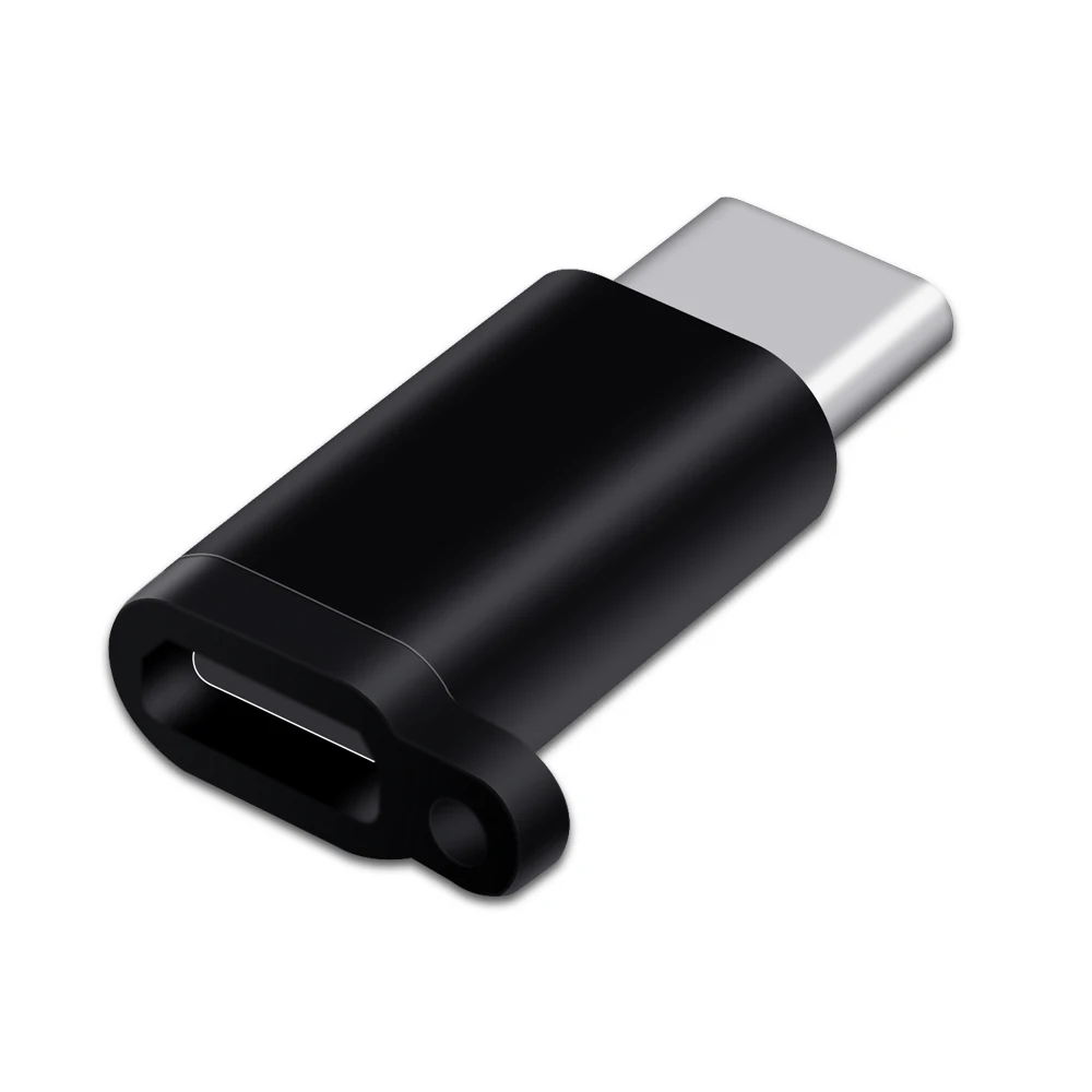 Ascromy USB-C к Micro USB конвертер Кабель соединительный брелок для Xiaomi Redmi Примечание 7 Pro huawei P20 Lite Коврики 20 Тип C адаптер - Цвет: Черный