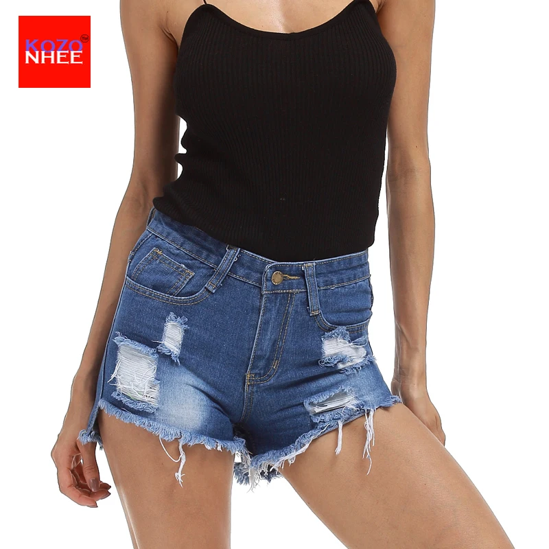 2017 Summer High Waist women shor Vintage ripped hole Frayed Tassel loose denim shorts pocket jeans mom mujer plus size | Женская одежда