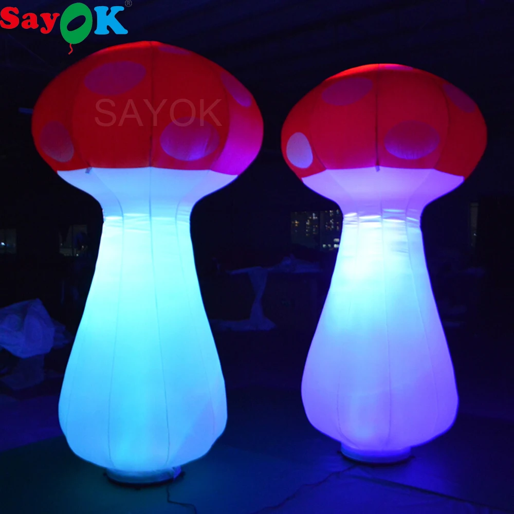 

Sayok 2m/2.5m High Inflatable LED Lighting Mushroom Toy with 16 Color Changing Lights Air Blower for Party Stage Decorations