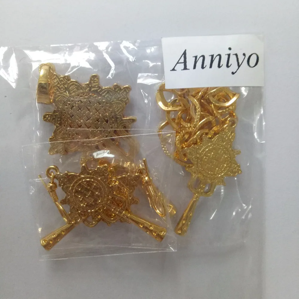 Комплект ювелирных изделий anniyo цвета золота комплект с подвеской и из веревки