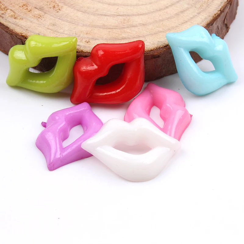 100 шт./лот пуговицы в виде губ из мультфильма Разные цвета пластиковые смолы