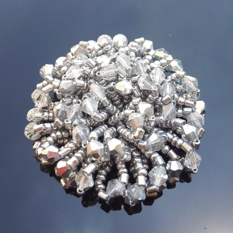 Блестки бисер серебро круглая нашивка аппликация ручной работы стразы для