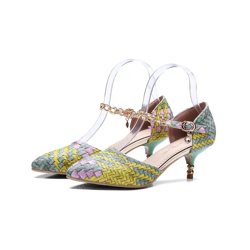 B2-7 Size 33-46 Office Ladies Patchwork Mixed Color Sandals Female D'orsay Shoes Woman Low Heels Women Confirm Career Shoe | Обувь