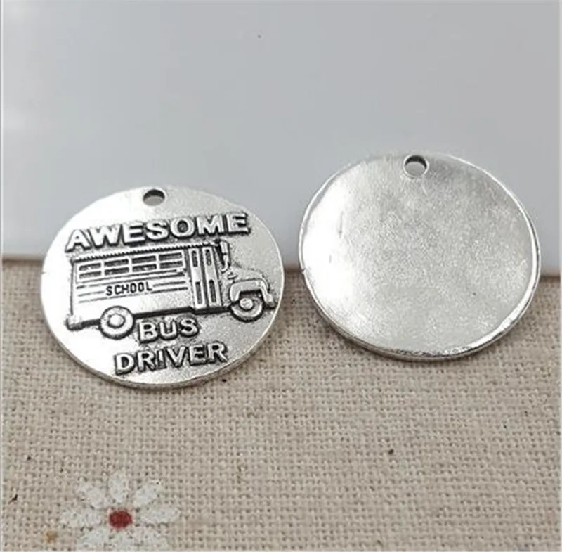 10 шт./лот 25 мм слова круглая подвеска для водителя автобуса |