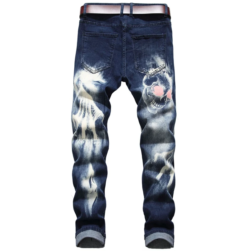 

VROKINO2020 Spring and Autumn New Fashion Men's 3D Pattern Jeans Men's High Quality Printed Stretch Slim Jeans Large Size 42