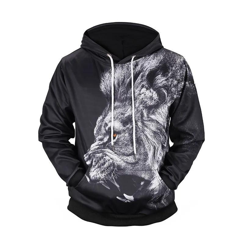 2018 Толстовки с капюшоном 3D новая брендовая модная шапка Львенок Для мужчин/Для