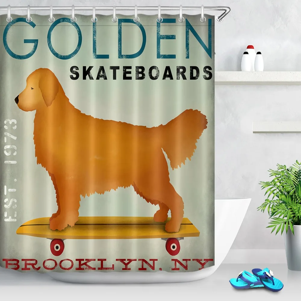 LB Забавный скейтборд золотистый ретривер Бруклин занавеска для душа роскошный