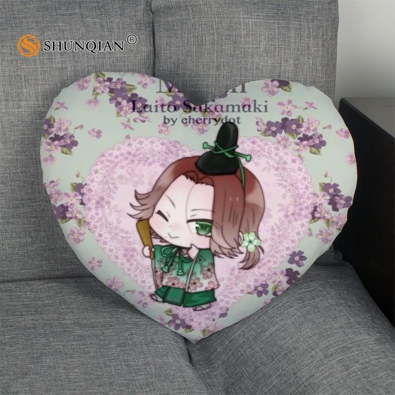 Лиловый Наволочка на заказ DIABOLIK LOVERS в форме сердца, Подушка на молнии, чехол, лучший подарок, размер 41x36 см, 47x42 см - Цвет: Лиловый